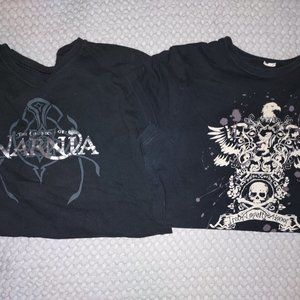 2 Short Sleeve Black T-Shirts M/L